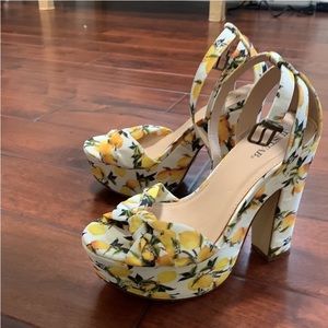 Just fab lemon platform ankle wrap shoes Justfab